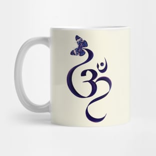 OM symbol and Butterfly - watercolor Mug